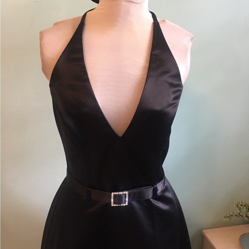 Jessica McClintock Black satin gown Dress size XS S - Picture 3 of 5